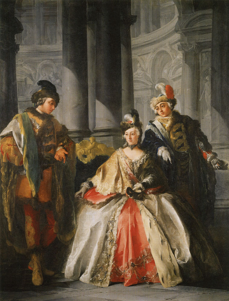 Louis Joseph Le Lorrain - Three Figures Dressed for a Masquerade