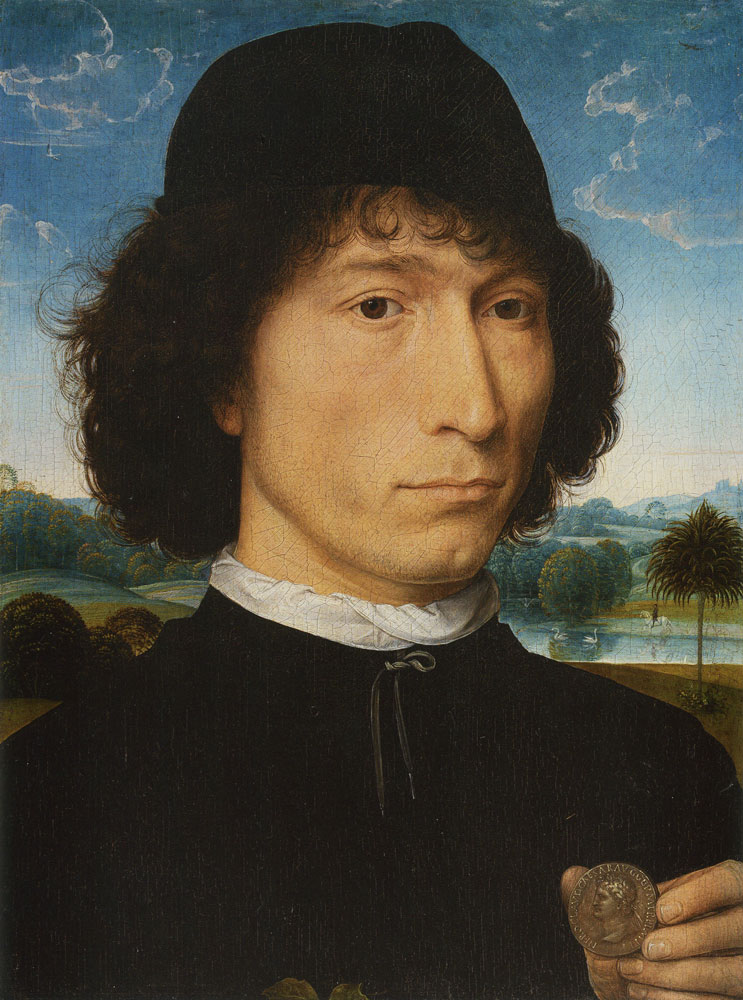 Hans Memling - A Man Holding a Coin of Nero