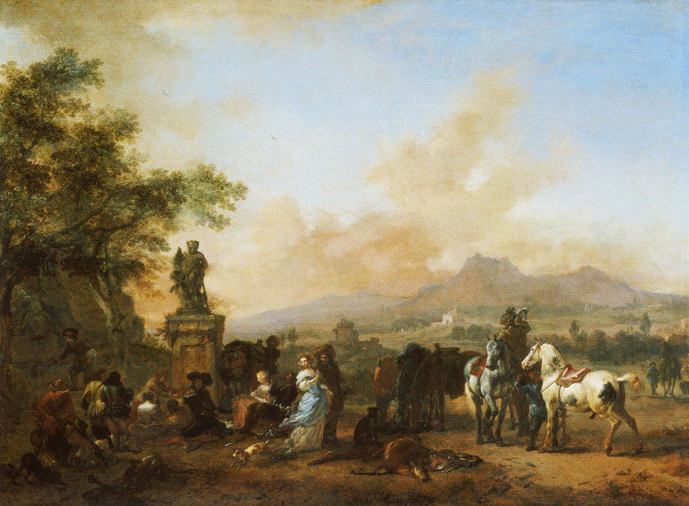 Philips Wouwermans - Rest at a Stag Hunt