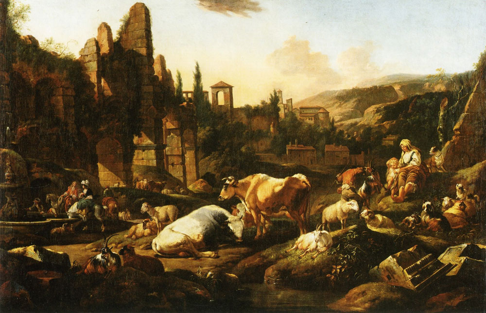 Johann Heinrich Roos - Italian Landscape with Animals