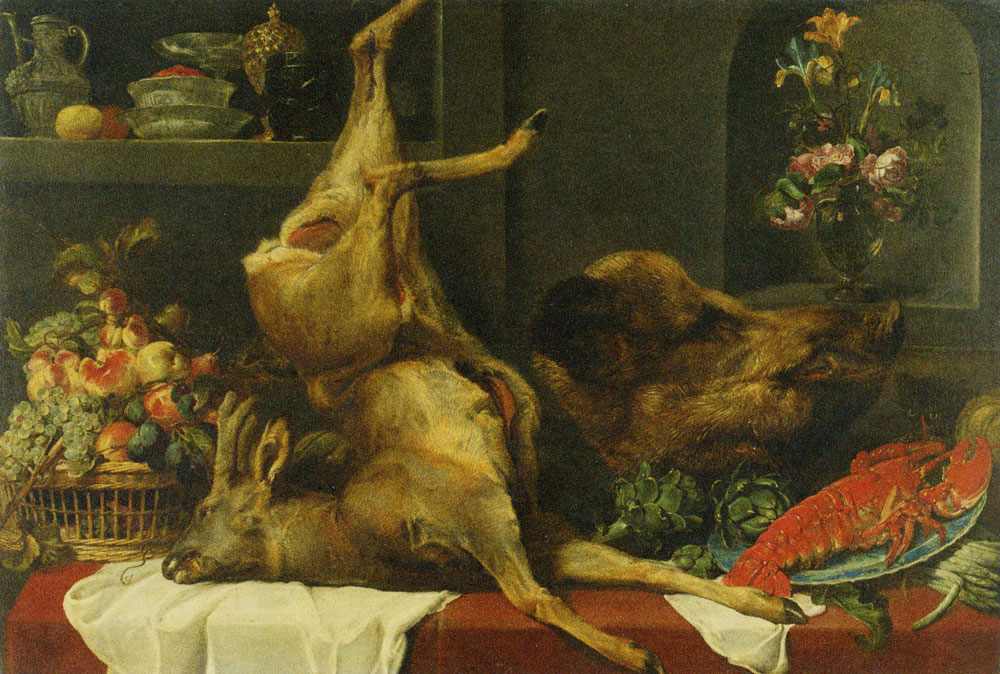 Frans Snyders - Still life with a deer, a boar's head, fruits and flowers