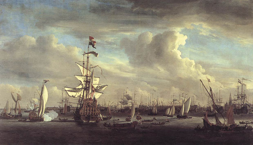 Willem van de Velde the Younger - De Gouden Leeuw before Amsterdam