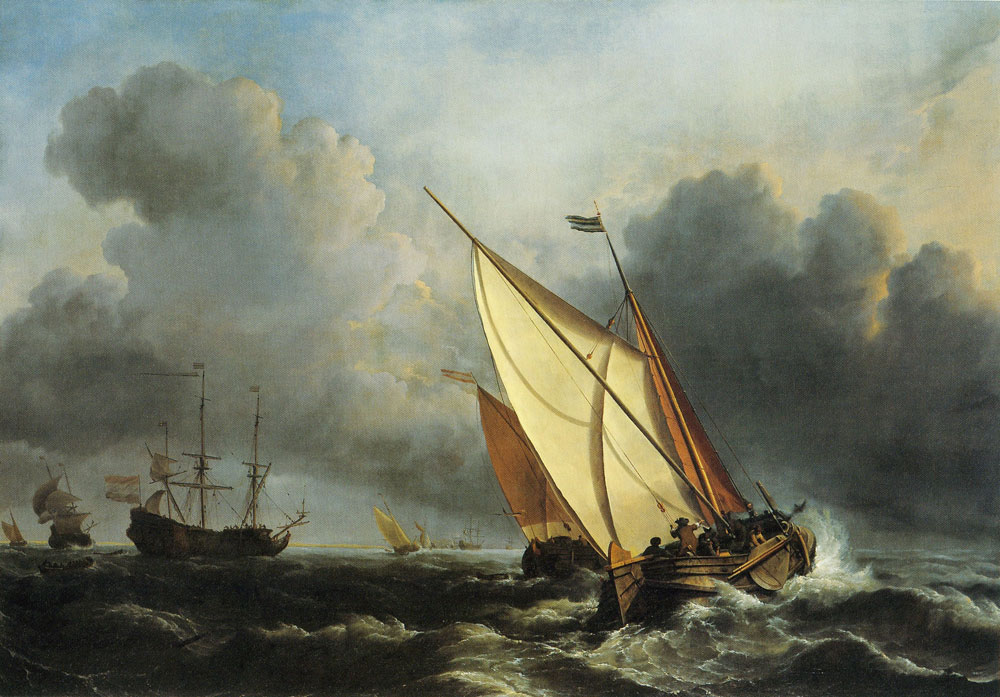 Willem van de Velde the Younger - Ships at a stormy sea