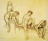 Edgar Degas Study of four nude dancers