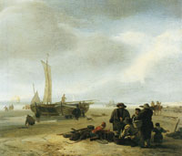 Jacob Esselens Beach view with fishermen selling their catch