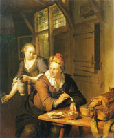 Willem van Mieris Organ-Grinder with a Serving-Maid