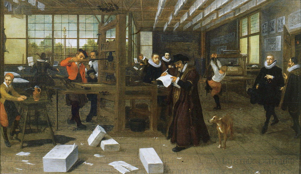 Adriaen van de Venne - Interior of an art business