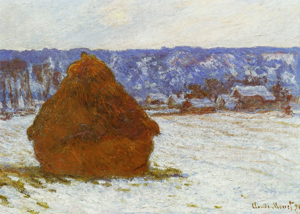 Claude Monet - Wheatstack (Snow effect, overcast day)