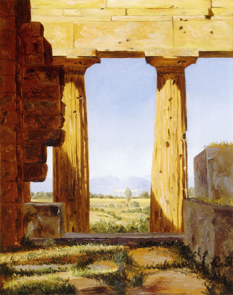 Constantin Hansen - Columns of the Temple of Neptune at Paestum