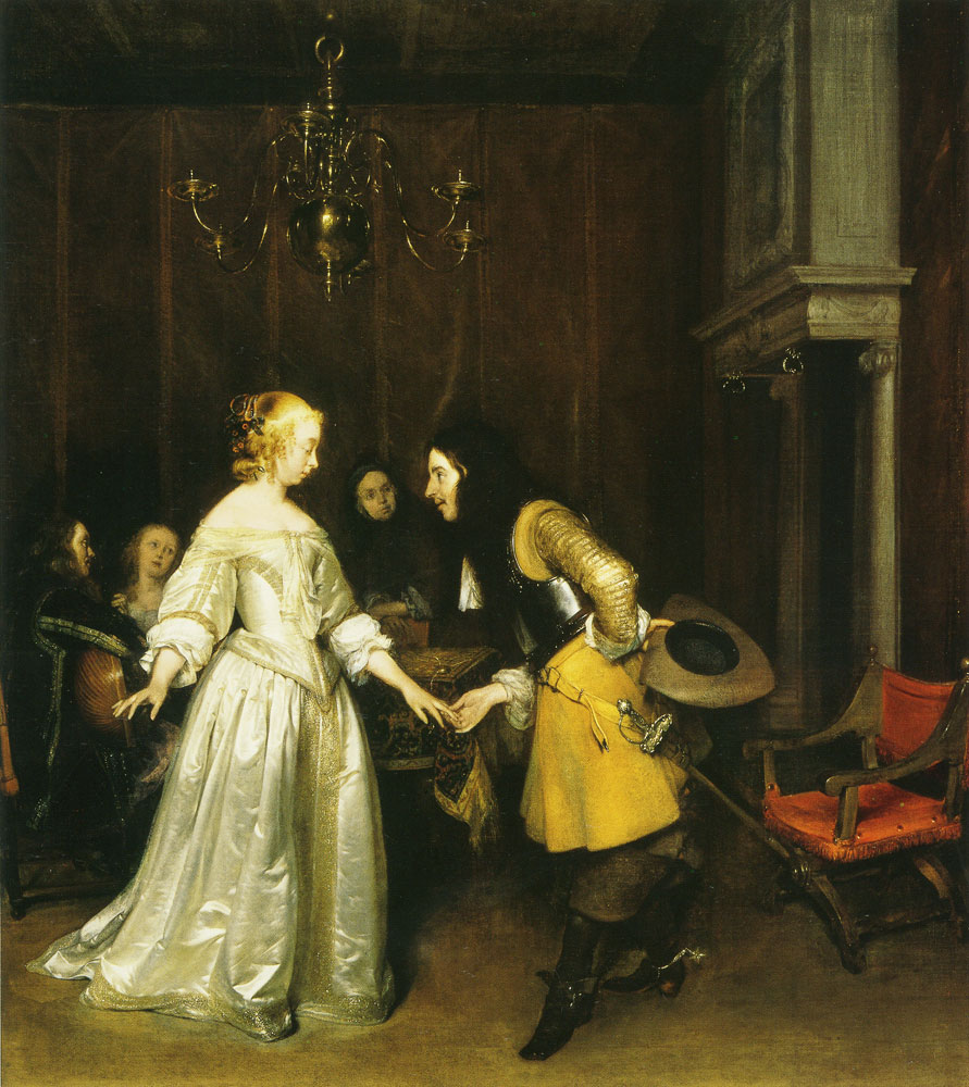 Gerard ter Borch - The introduction (An officer making his bow to a lady)