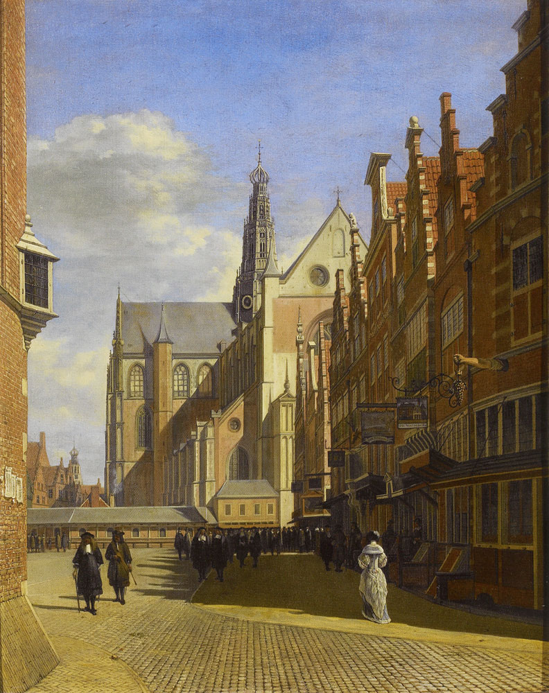 Gerrit Berckheyde - The Grote Markt in Haarlem with the Grote or St. Bavokerk