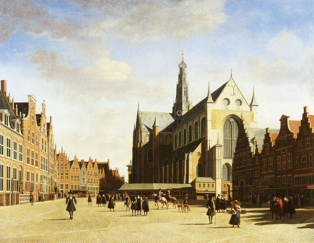 Gerrit Berckheyde - The Grote Markt in Haarlem with the St Bavochurch