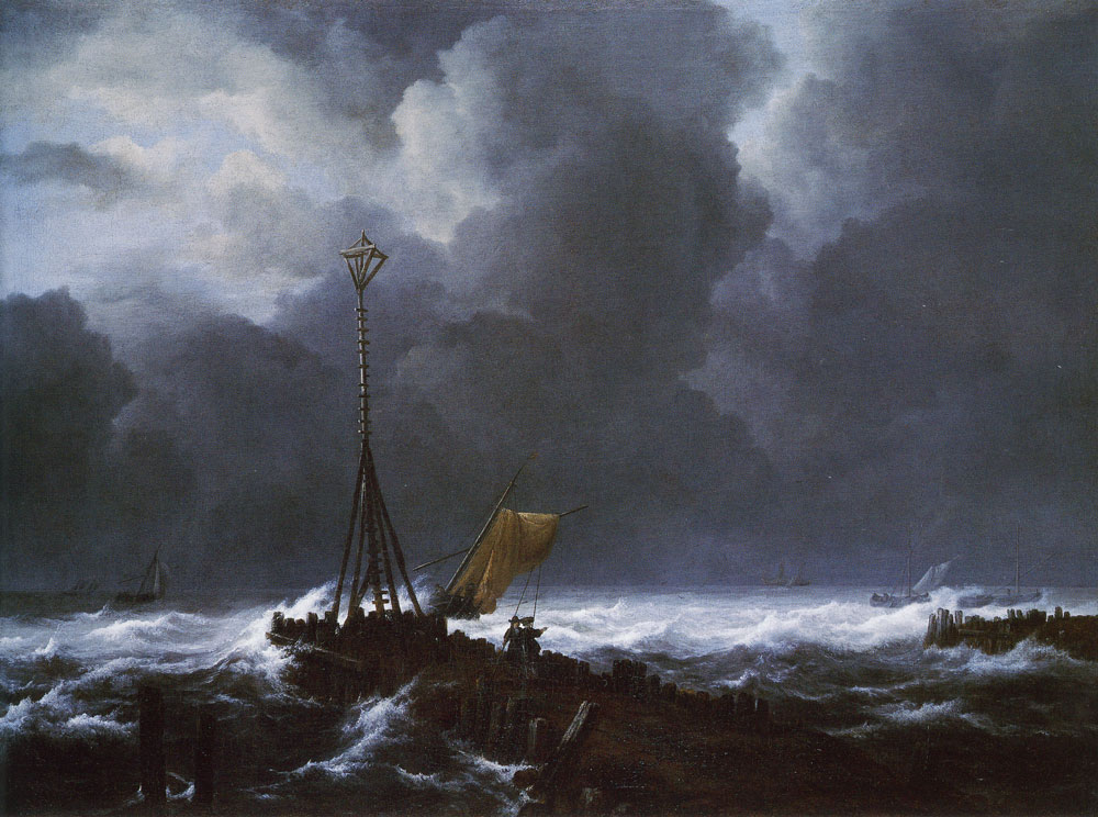 Jacob van Ruisdael - Rough Sea at a Jetty
