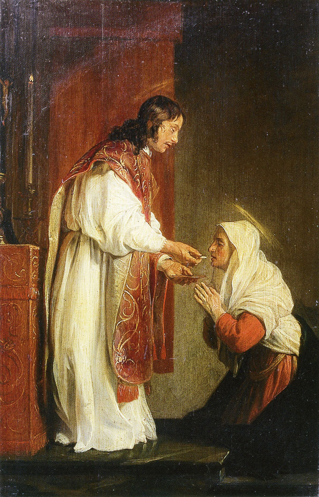 Jan de Bray - Maria receiving the Communion