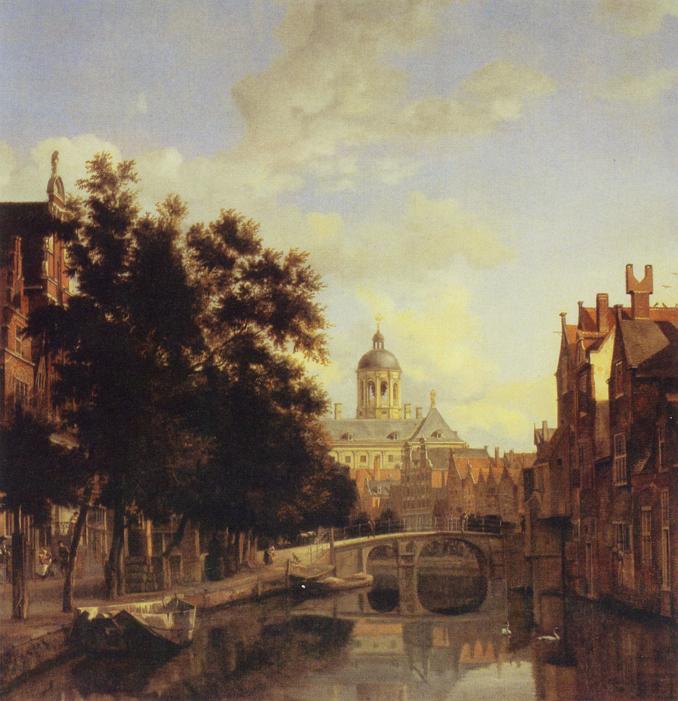Jan van der Heyden - Nieuwezijds Voorburgwal with the Town Hall of Amsterdam