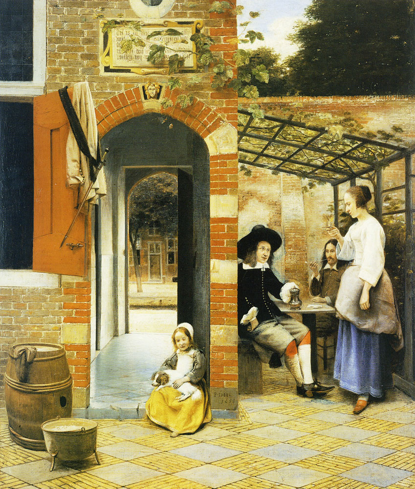 Pieter de Hooch - Figures Drinking in a Courtyard