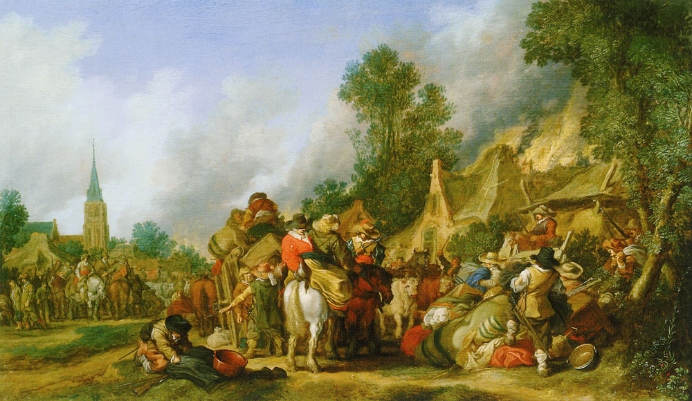 Pieter de Molijn - Soldiers plundering a Village