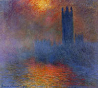 Claude Monet Houses of Parliament, London, sun breaking through the fog