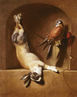 Dirck de Bray Still Life with a Dead Rabbit and Falcon 
