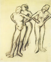 Edgar Degas Three nude dancers