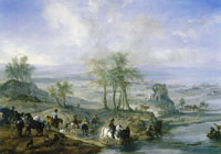 Philips Wouwerman Landscape with a party riding to the chase