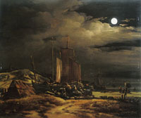 Egbert van der Poel Seashore by moonlight