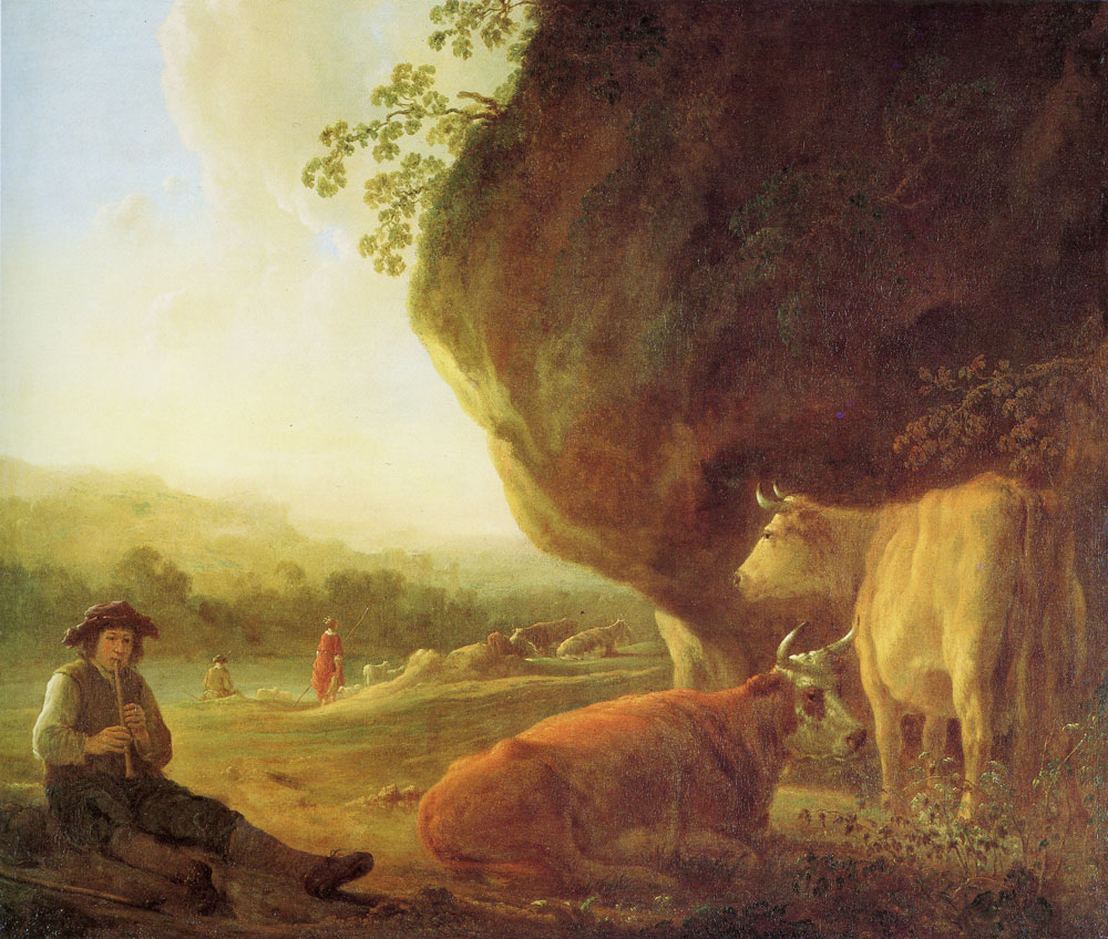 Aelbert Cuyp - Landscape with flute playing shepherd
