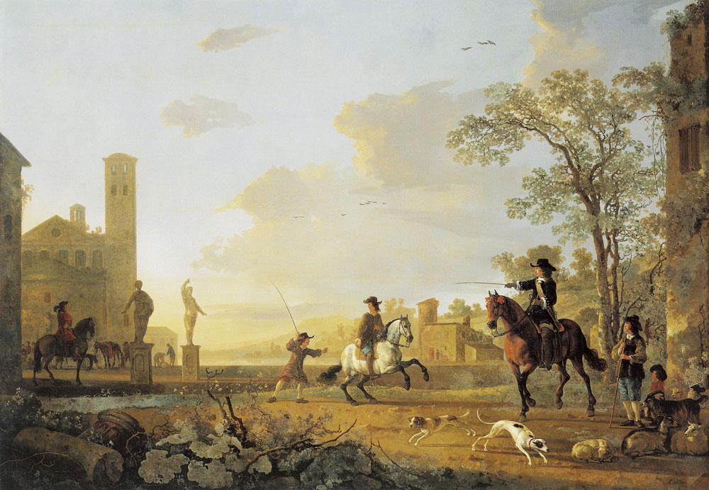 Aelbert Cuyp - Landscape with horse trainers