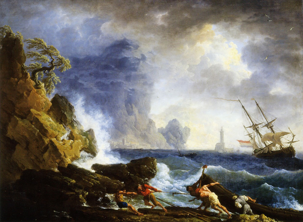 Claude-Joseph Vernet - An Italian harbour in stormy weather