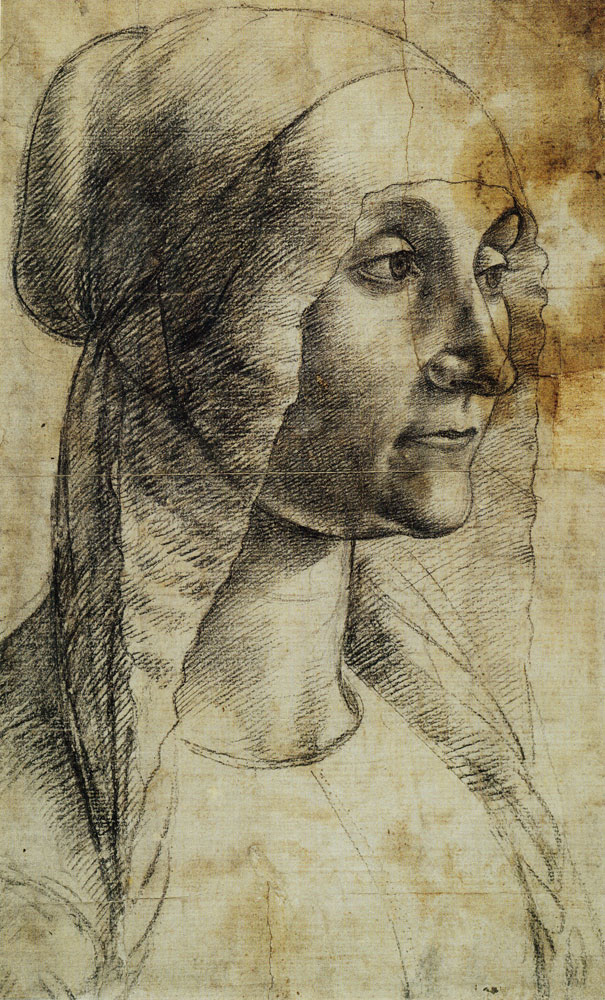 Domenico Ghirlandaio - Head of a Woman Wearing a Coif