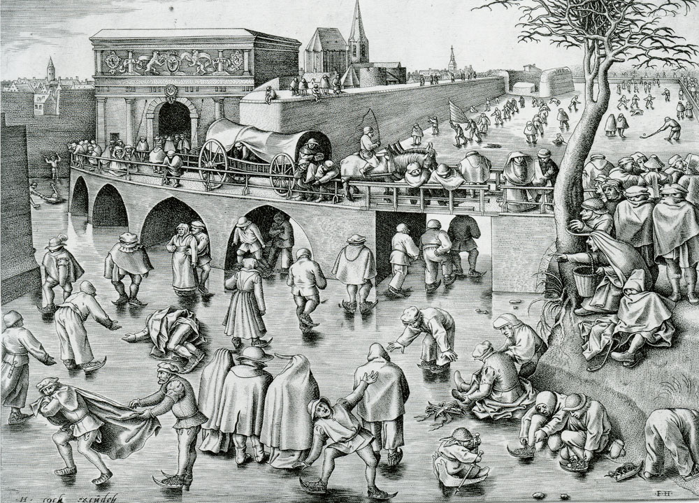 Frans Huys after Pieter Bruegel the Elder - Ice-Skating Outside St. George's Gate in Antwerp