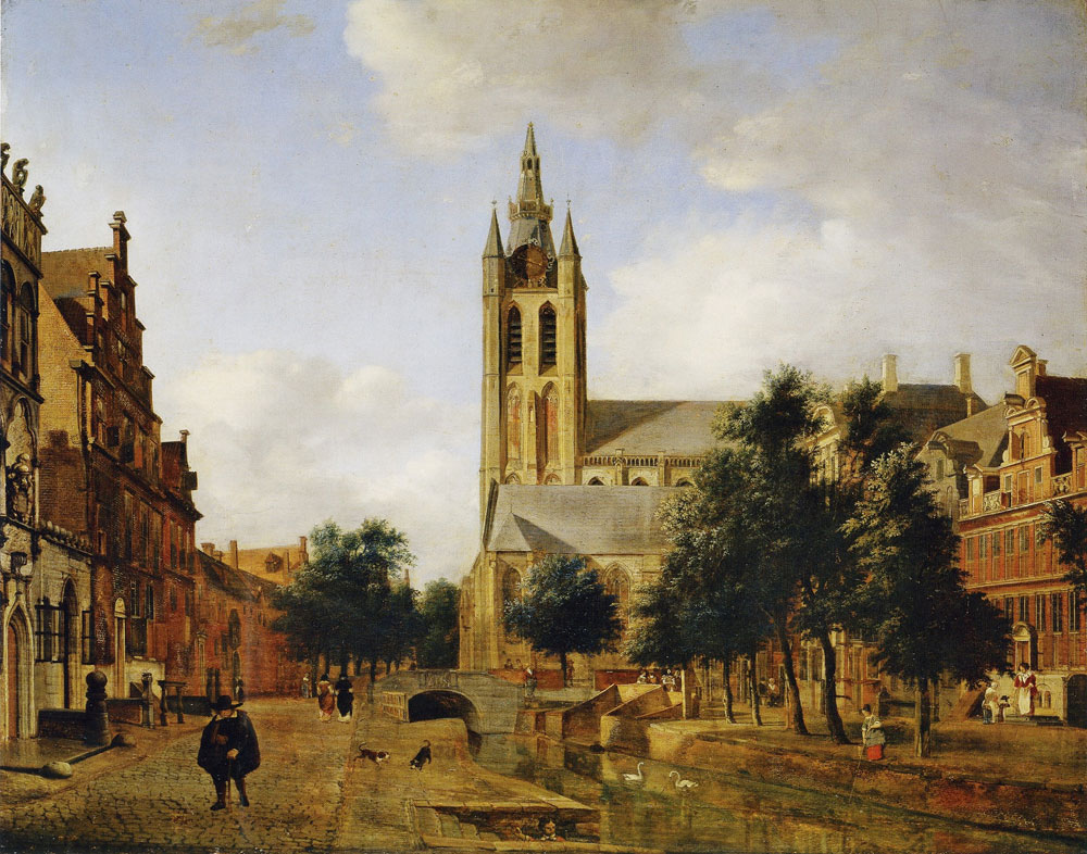 Jan van der Heyden - The Oude Delft Canal and the Oude Kerk, Delft