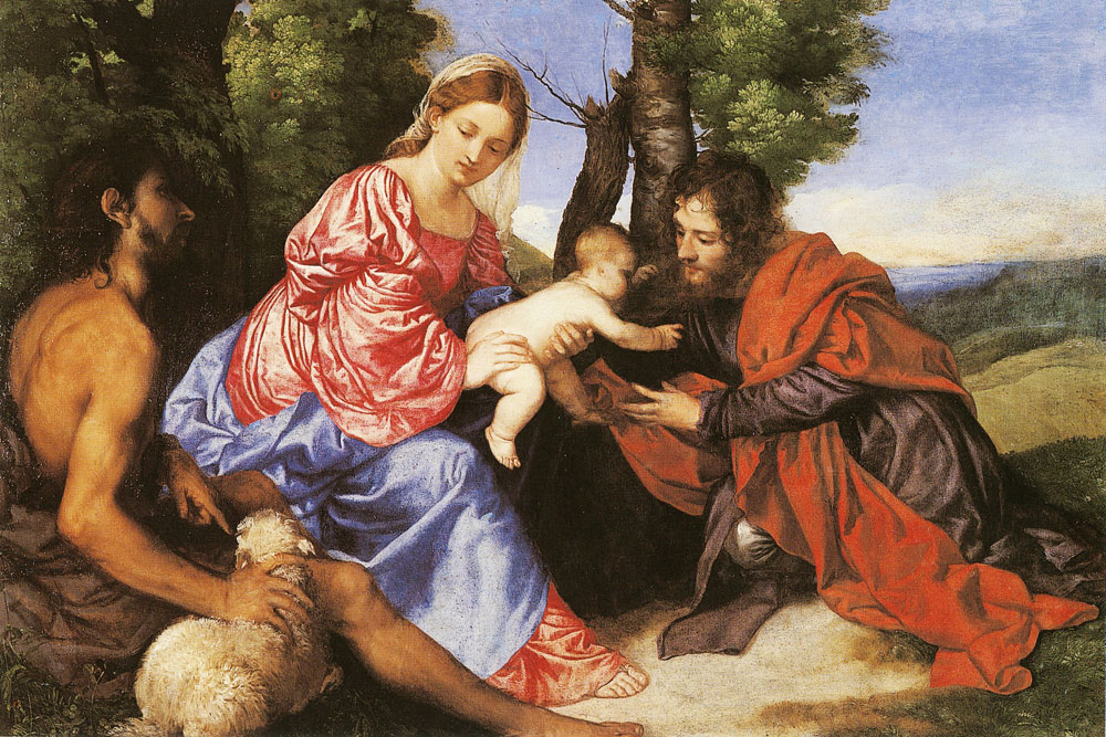 Titian - The Virgin and Child with St. John the Baptist and an Unidentified Male Saint