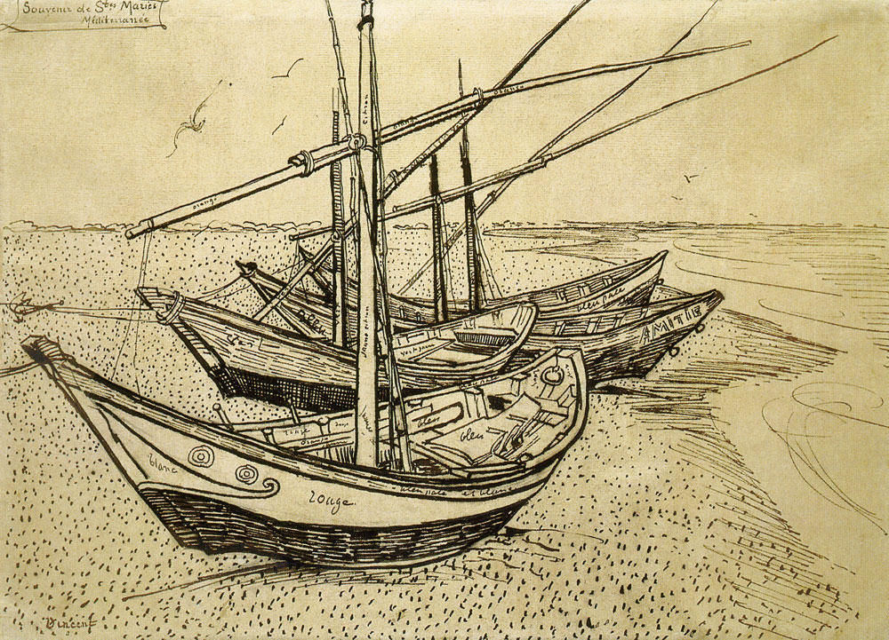 Vincent van Gogh - Fishing Boats ont he Beach