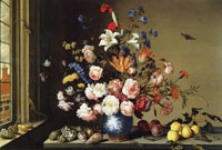 Balthasar van der Ast Vase of flowers by a window