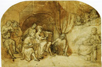 Attributed to Constantijn van Renesse Rembrandt and His Pupils Drawing from a Nude Model