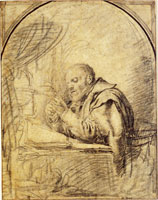 Frans van Mieris the Elder Old man sharpening his pen