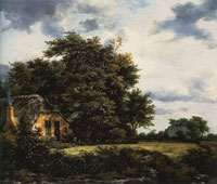 Jacob van Ruisdael Cottage under Trees near a Grainfield