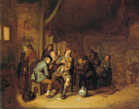 Jan Miense Molenaer Figures smoking and playing music in an inn