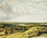Philips Koninck Panorama with farmhouses along a road