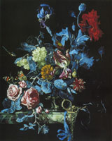 After Willem van Aelst A Vase of Flowers with a Watch