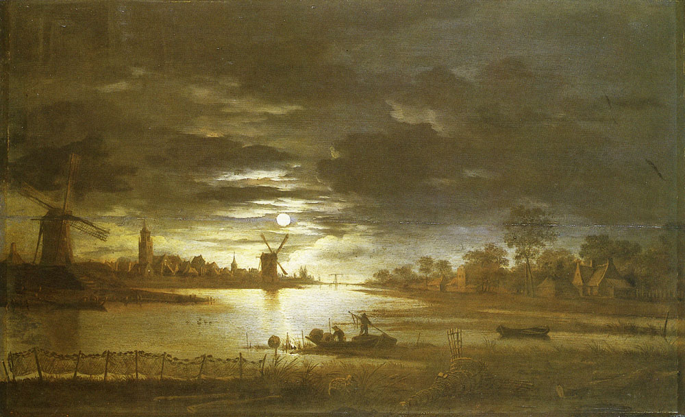 Anthonie van Borssom - Moon Landscape with Fishermen