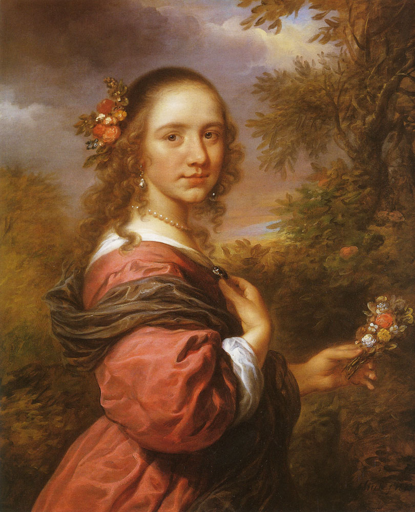 Govert Flinck - Portrait of a Girl with Flowers
