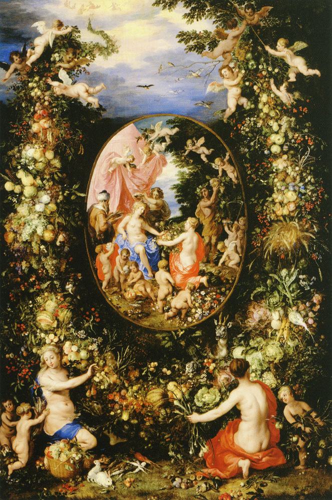 Jan Brueghel the Elder and Hendrick van Balen - Garland of Fruit around Ceres Receiving Gifts from the Four Seasons