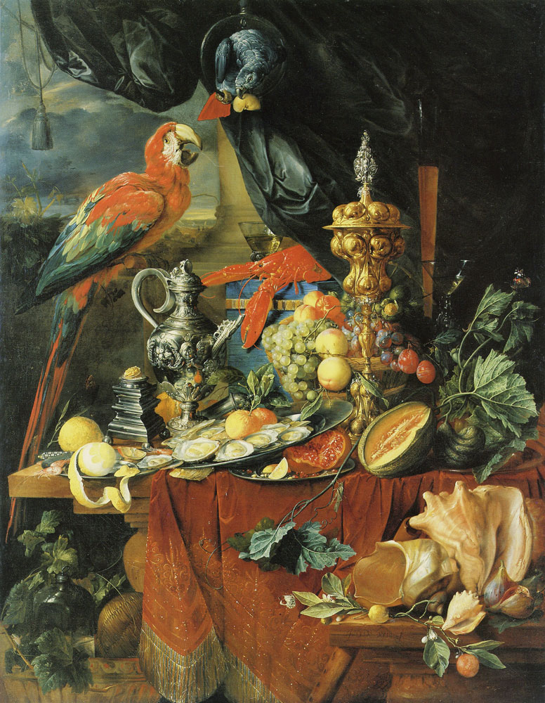 Jan Davidsz. de Heem - A Richly Laid Table with Parrots
