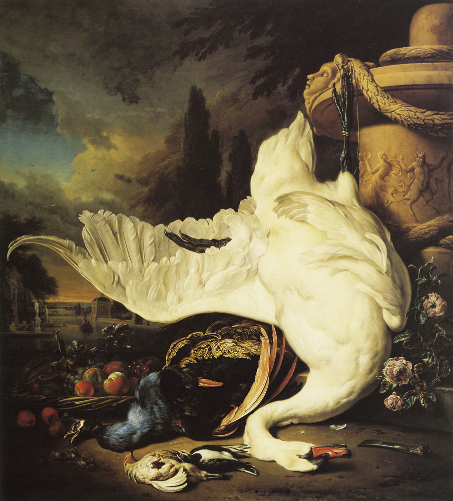 Jan Weenix - A Dead Swan in a Park