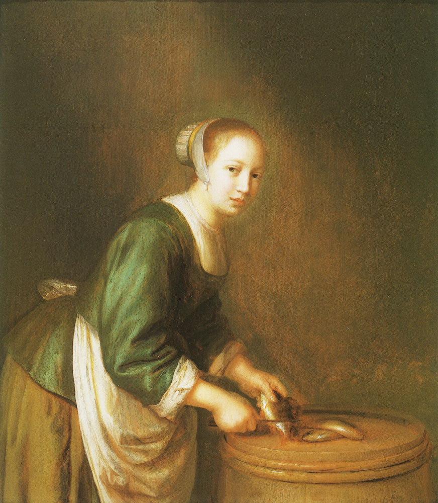 Pieter Verelst - Woman Preparing Fish
