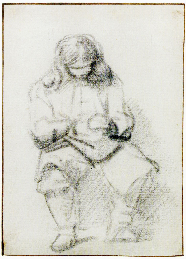 Rembrandt - Seated Man with Long Hair, Hands Folded