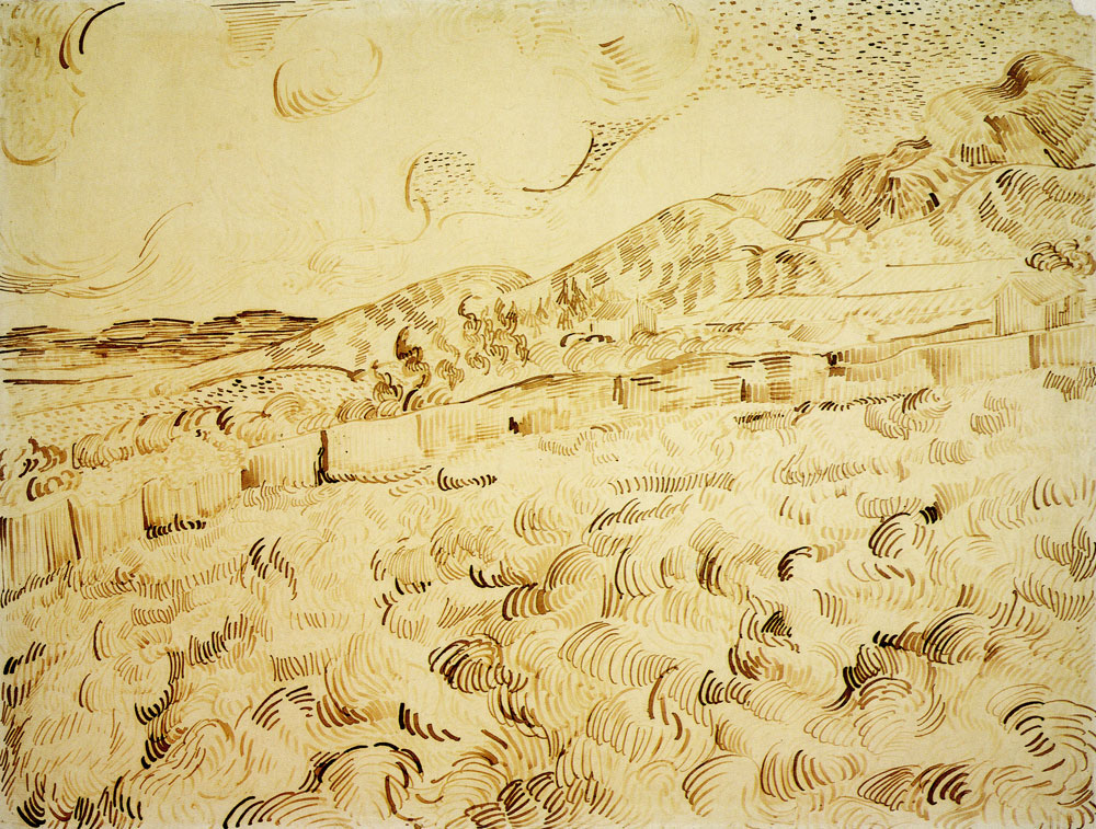 Vincent van Gogh - Mountain Landscape Seen Across the Walls