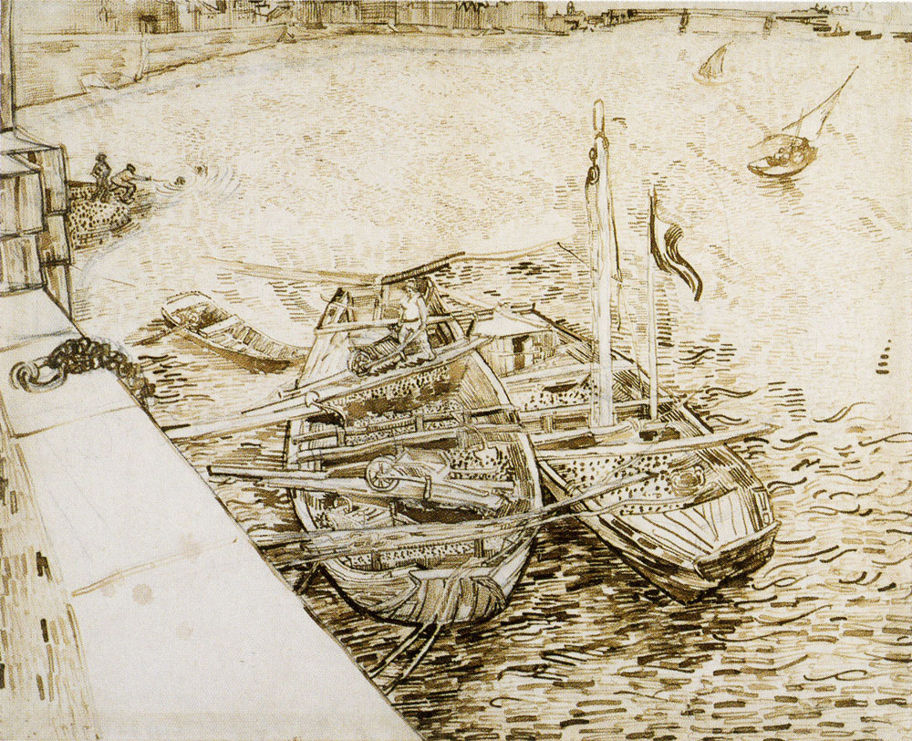 Vincent van Gogh - Quay with Men Unloading Sand Barges